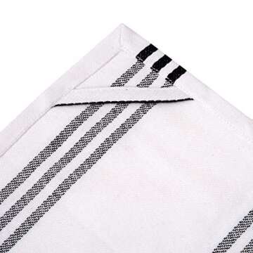 Urban Villa Kitchen Towels (20x30 Inches 6 Pack) Extra Large Premium Dish Towels for Kitchen Black & White Dish Cloths Highly Absorbent 100% Cotton Kitchen Hand Towels with Hanging Loop Tea Towels