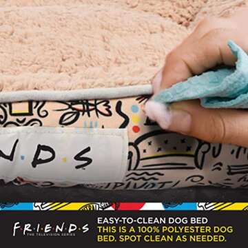 Friends the TV Show City Doodle Cuddler Dog Bed | Durable Washable Dog Bed from Warner Bros Friends, Friends TV Show Merchandise for Dogs | Elevated Dog Bed, Dog Mat, Pet Bed, Friends Dog Bed 24.00" x 19.00" x 8.00"