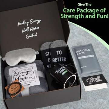 Get Well Soon Gifts for Men - Care Package for Men with Plush Blanket, Mug, Socks, and so on - Get Well Basket for Men Dad Friend After Surgery