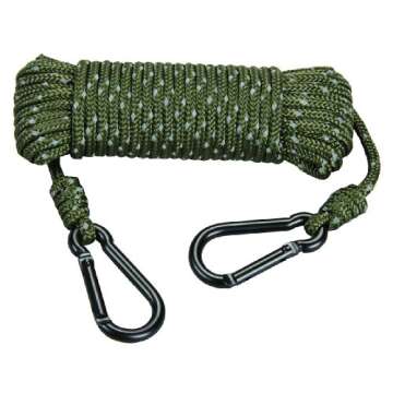 Hunters Specialties 30ft Heavy Duty Reflective Treestand Rope - Hunting Large-Diameter Rope with 2 Carabiner Clips