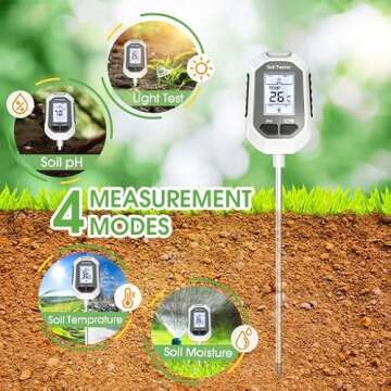 Soil Moisture Meter with pH and Temperature Functions