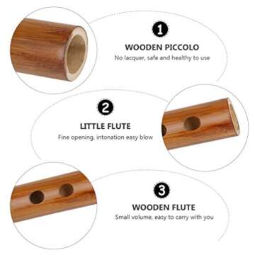 Wooden Flute Wooden Piccolo Wooden Musical Instrument Traditional Chinese Musical Birthday for Beginners (Key G)