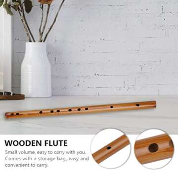 Wooden Flute Wooden Piccolo Wooden Musical Instrument Traditional Chinese Musical Birthday for Beginners (Key G)