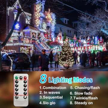 393FT Outdoor Christmas Lights 1200 LED Christmas Lights with 8 Modes Waterproof Led String Lights Plug In Christmas Decorations Outdoor Indoor for Holidays Party Wedding Xmas Home Decor Cool White