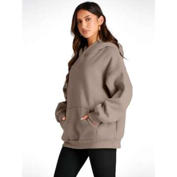 Trendy Queen Womens Oversized Hoodies Fleece Sweatshirts Long Sleeve Sweaters Pullover Fall Outfits Winter Clothes Coffee Grey L