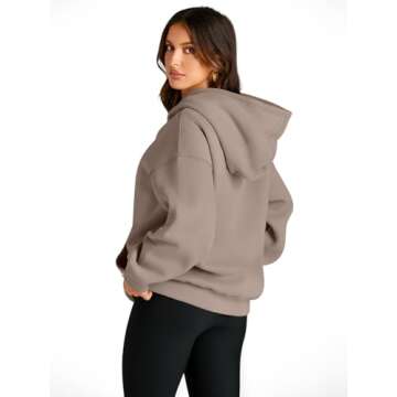 Trendy Queen Womens Oversized Hoodies Fleece Sweatshirts Long Sleeve Sweaters Pullover Fall Outfits Winter Clothes Coffee Grey L