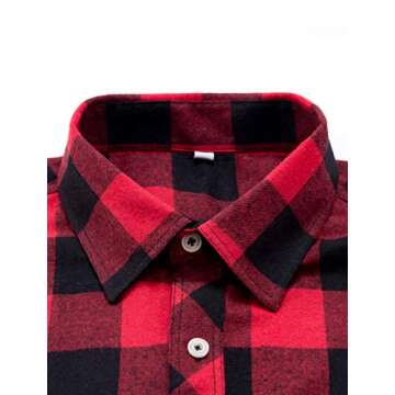 Alimens & Gentle Men's Button Down Regular Fit Long Sleeve Plaid Flannel Casual Shirts