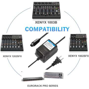 Ousaly18VX2 500mA Powe Adapter for Behringer XENYX (502, 802, 1002),PSV3UL, MXVL3 MX602A, UB502, UB802, UB1002, Q502USB, Q802USB, Q1002USB,Eurorack Mixers (FX-18B-MP3),18V Power Supply Mini 3 Pin Din