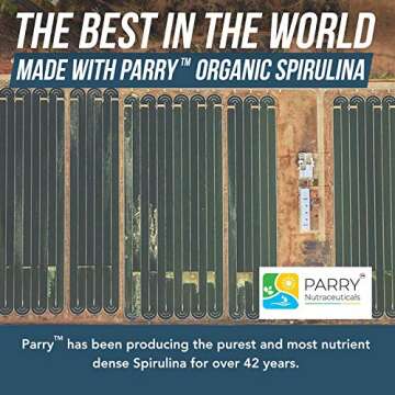 Organic Spirulina Powder - Made with Parry® Spirulina. The Best Spirulina in The World, Highest Nutrient Density - Non-Irradiated, 4 Organic Certifications, Vegan Farming Process (75 Servings - 8 oz.)