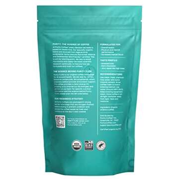 Purity Coffee FLOW Medium Roast Organic Coffee - USDA Certified Organic Specialty Grade Arabica Whole Bean Coffee - Third Party Tested for Mold, Mycotoxins and Pesticides - 12 oz Bag