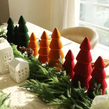 Christmas Decorations Indoor- 3 Pcs Velvet Christmas Tree,Modern Cone Ceramics Christmas Decor Tabletop Winter Home Minimalist for Holiday Entryway Table Mantel Centerpiece(Green)