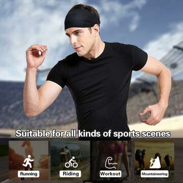 Mens 5-Pack Running Headbands for Sports and Fitness