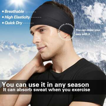 Mens 5-Pack Running Headbands for Sports and Fitness