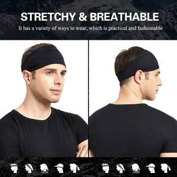 Mens 5-Pack Running Headbands for Sports and Fitness