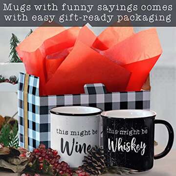 Humorous Couple's Coffee Mug Set - This Might Be Whiskey or Wine