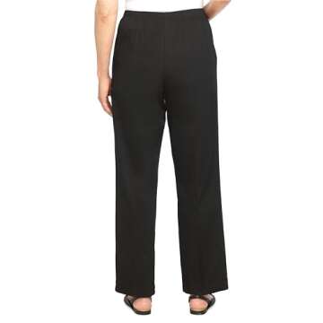 Alfred Dunner Women's Misses Soft Twill Mid-Rise Fit Straight Leg Regular Length Casual Pant, Black, Size 14