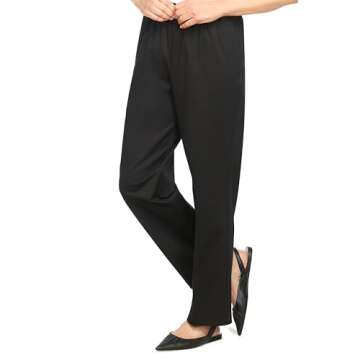 Alfred Dunner Women's Misses Soft Twill Mid-Rise Fit Straight Leg Regular Length Casual Pant, Black, Size 14