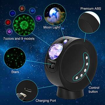 LitEnergy LED Sky Projector Light, Galaxy Lighting, Nebula Star Night Lamp with Base and Remote Control for Gaming Room, Home Theater, Bedroom , or Mood Ambiance (Black)