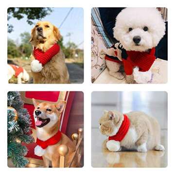 PEDOMUS Dog Christmas Scarf New Year dog cat Costume Large Red Pet Scarf Pet Apparel for Dogs（L）