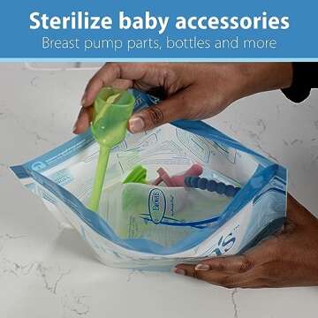 Dr. Brown's Microwave Steam Sterilizer Bags for Baby Bottles, Pacifiers, Pump Parts and Accessories, Travel Baby Bottle Sterilizer, 30 Uses per Bag, 5 Count (Pack of 1)