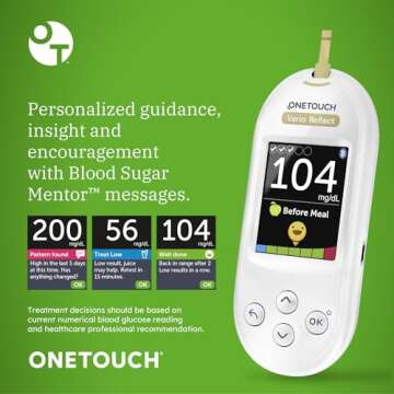 OneTouch Blood Sugar Test Kit | Includes OneTouch Verio Reflect Blood Glucose Meter, 1 Lancing Device, 30 Lancets, & 30 Test Strips, | Diabetes Testing Kit for Blood Glucose Monitoring