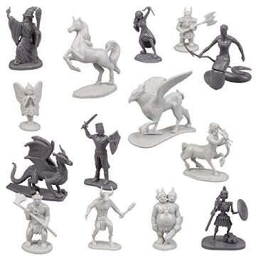 Monster Fantasy Creature Mini Action Figure Playset - 98pcs Toy Miniatures w 14 Unique Designs - Dragons, Wizards, Orcs, & More- XL 1/32 Scale Compatible with Dungeons and Dragons and Other RPG Games