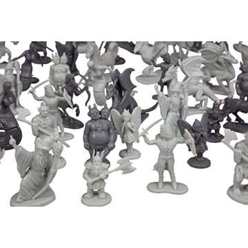 Monster Fantasy Creature Mini Action Figure Playset - 98pcs Toy Miniatures w 14 Unique Designs - Dragons, Wizards, Orcs, & More- XL 1/32 Scale Compatible with Dungeons and Dragons and Other RPG Games