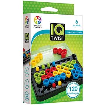 SmartGames IQ Twist, a Travel Game for Kids and Adults, a Cognitive Skill-Building Brain Game - Brain Teaser for Ages 6 & Up, 120 Challenges in Travel-Friendly Case