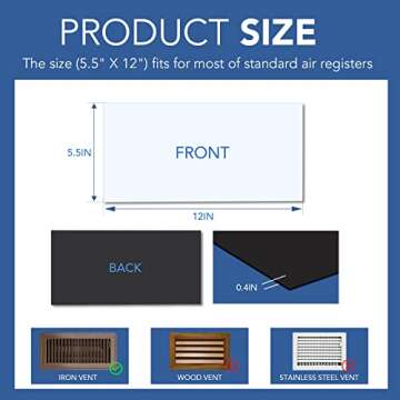 DIYMAG 8Pack Strong Magnetic Vent Covers, Vent Covers for Home Floor Standard Air Registers, 5.5 inch X 12 inch Air Vent Covers for Floor Wall and Ceiling Registers, Home and RV, HVAC