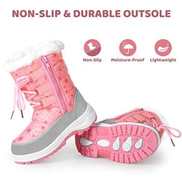 Apakowa Kids Girls Insulated Fur Winter Warm Snow Boots (Toddler/Little Kid) (Color : Pink, Size : 5 M US Toddler)