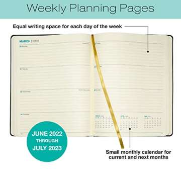 Global Printed Products Monthly & Weekly 2022-2023 8"x10" Academic Planner: 14 Months June 2022 Through July 2023 (Black)