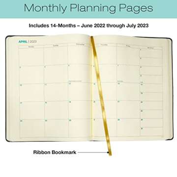 Global Printed Products Monthly & Weekly 2022-2023 8"x10" Academic Planner: 14 Months June 2022 Through July 2023 (Black)