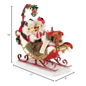 Department 56 Possible Dreams Disney Mickey and Minnie Mouse Sleigh Bells and Mistletoe Figurine, 11 Inch, Multicolor,6006012