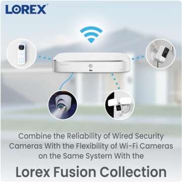 Lorex Fusion 4K Security Camera System w 2TB NVR - 8 Channel PoE Wired Home Security w 8 Metal Cameras - Motion Detection, Active Deterrence, 2-Way Audio, Color Night Vision, Weatherproof Surveillance