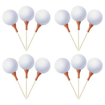 Gyufise 36Pcs Golf Cupcake Toppers Sports Golf Ball Cupcake Picks Golf Birthday Cake Decorations Baby Shower Golf Sports Players Theme Birthday Party Cake Decorations