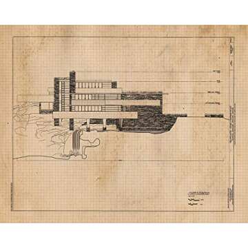 Vintage Architecture Prints, 6 (8x10) Unframed Photos, Wall Art Decor Gifts for Home Work Office Studio School Student Teacher Coach Fallingwater Design Frank Lloyd Wright House Construction Builder