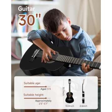 Moukey 30" Acoustic Guitar Kit for Kids & Beginners - Black