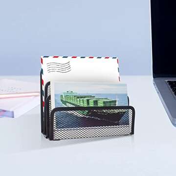 Compact Metal Mesh Desk Mail Organizer for Files