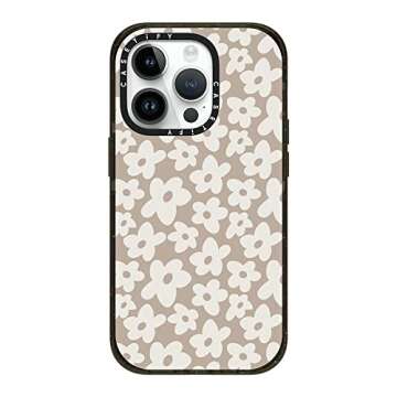 CASETiFY Impact iPhone 14 Pro Case [4X Military Grade Drop Tested / 8.2ft Drop Protection] - Natural Flower - Glossy Black