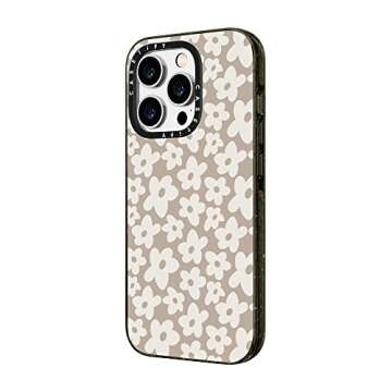 CASETiFY Impact iPhone 14 Pro Case [4X Military Grade Drop Tested / 8.2ft Drop Protection] - Natural Flower - Glossy Black