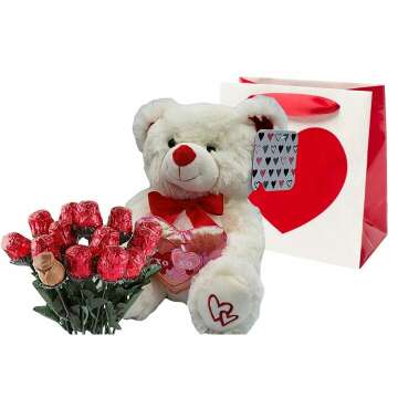 Valentine's Day Gift Basket with Teddy Bear & Chocolates