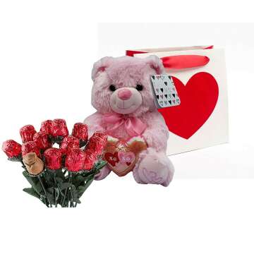 Valentine's Day Gift Basket with Teddy Bear & Chocolates