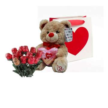 Valentine's Day Gift Basket with Teddy Bear & Chocolates