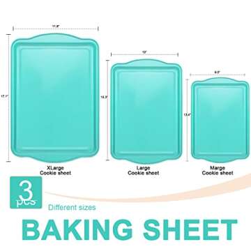 BETTERBEAUTY Cookie Sheets for Baking, Nonstick Oven Pan Set of 3 with Wide Edge, Half/Jelly Roll/Quarter Baking Tray, Dishwasher Safe Easy Clean for Kitchen Oven Pan Bakeware Set