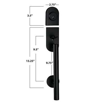 Berlin Modisch HandleSet Front Door Entry Handle and Deadbolt Lock Set Sleek Round Lever and Single Cylinder Deadbolt Heavy Duty - Iron Black Finish