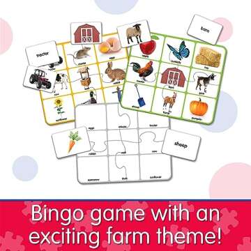 The Learning Journey: Match It! Bingo - Farm - Reading Game for Preschool and Kindergarten 36 Picture Word Cards