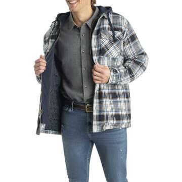 Legendary Whitetails Men's Standard Maplewood Hooded Shirt Jacket, Blue Dusk Plaid, Small