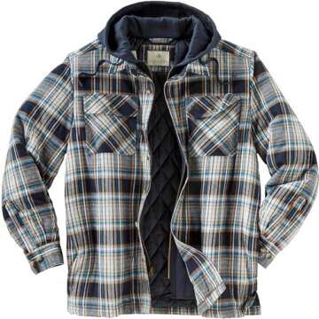 Legendary Whitetails Men's Standard Maplewood Hooded Shirt Jacket, Blue Dusk Plaid, Small