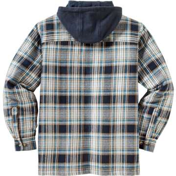 Legendary Whitetails Men's Standard Maplewood Hooded Shirt Jacket, Blue Dusk Plaid, Small