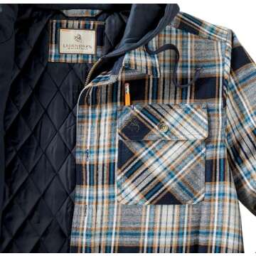 Legendary Whitetails Men's Standard Maplewood Hooded Shirt Jacket, Blue Dusk Plaid, Small